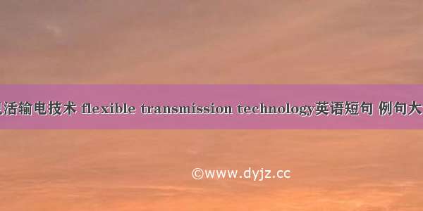 灵活输电技术 flexible transmission technology英语短句 例句大全