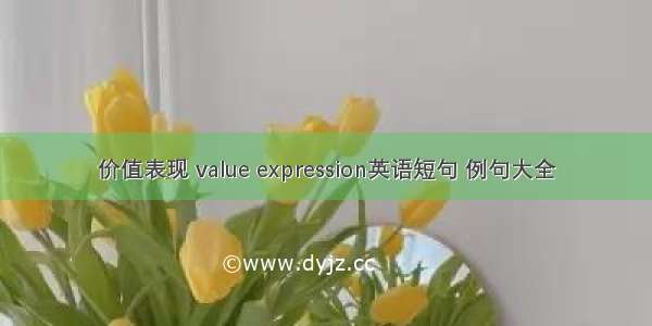 价值表现 value expression英语短句 例句大全