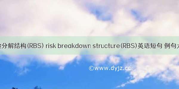 风险分解结构(RBS) risk breakdown structure(RBS)英语短句 例句大全