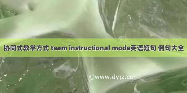 协同式教学方式 team instructional mode英语短句 例句大全