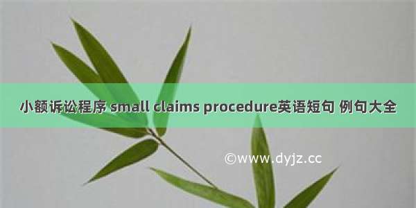 小额诉讼程序 small claims procedure英语短句 例句大全