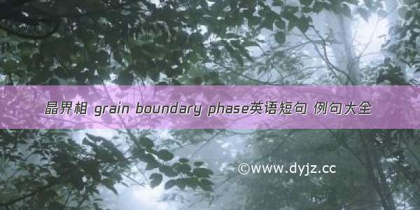 晶界相 grain boundary phase英语短句 例句大全