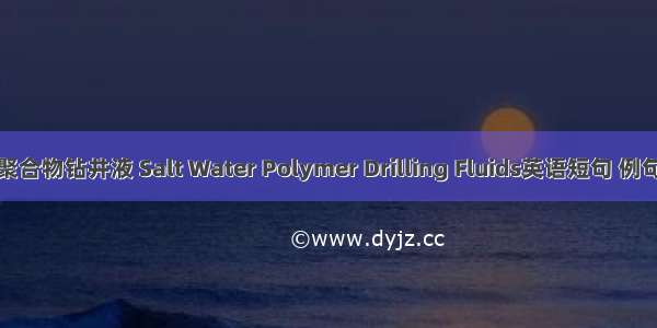 盐水聚合物钻井液 Salt Water Polymer Drilling Fluids英语短句 例句大全