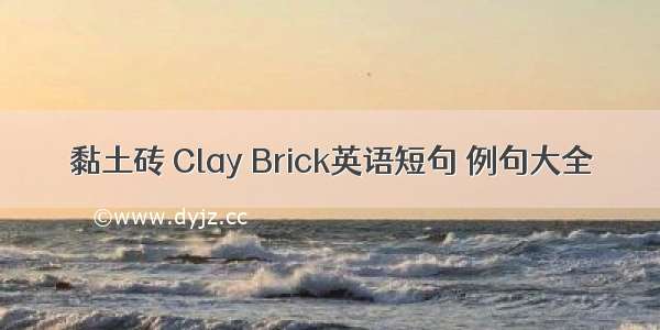 黏土砖 Clay Brick英语短句 例句大全