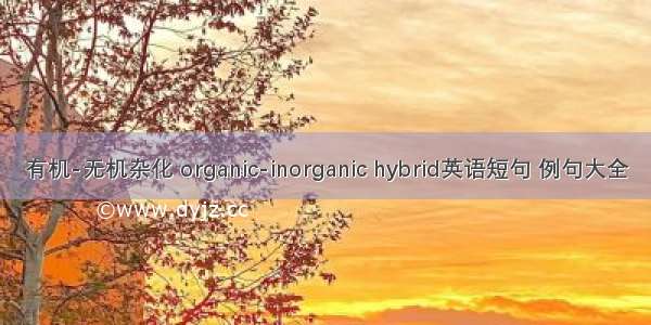 有机-无机杂化 organic-inorganic hybrid英语短句 例句大全