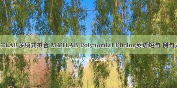 MATLAB多项式拟合 MATLAB Polynomial Fitting英语短句 例句大全