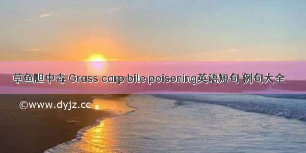 草鱼胆中毒 Grass carp bile poisoning英语短句 例句大全