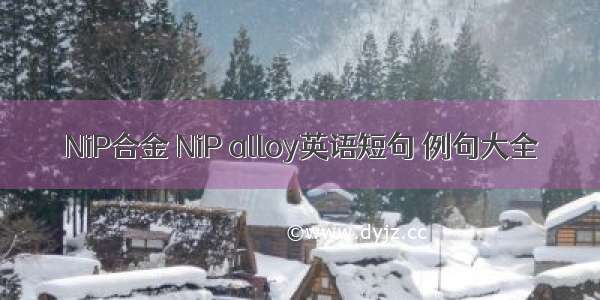 NiP合金 NiP alloy英语短句 例句大全