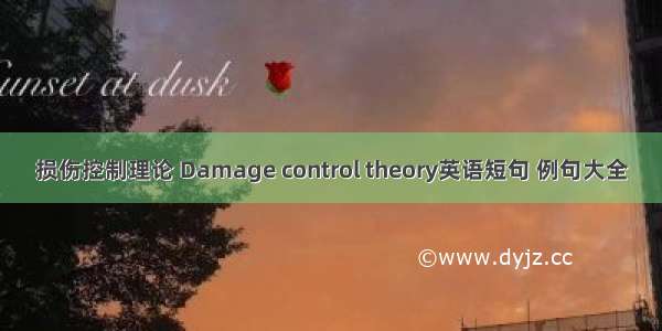 损伤控制理论 Damage control theory英语短句 例句大全