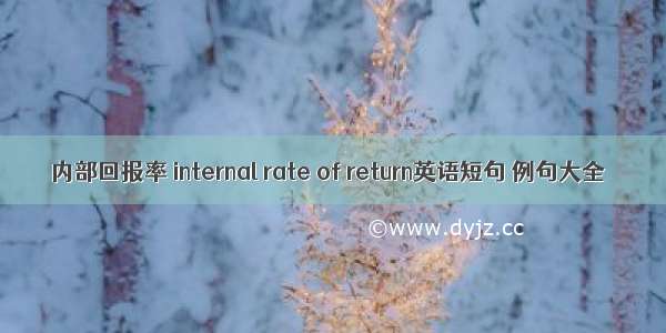 内部回报率 internal rate of return英语短句 例句大全