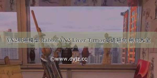 VX2肝癌模型 Rabbit VX2 Liver Tumor英语短句 例句大全