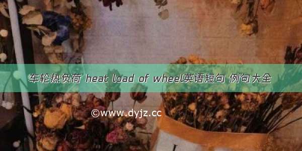 车轮热负荷 heat load of wheel英语短句 例句大全