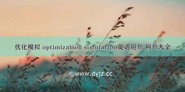 优化模拟 optimization simulation英语短句 例句大全