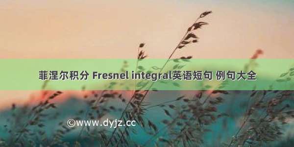 菲涅尔积分 Fresnel integral英语短句 例句大全