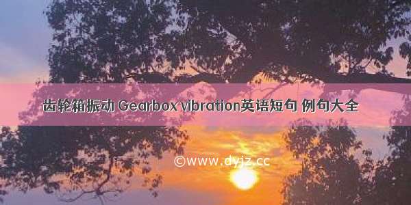 齿轮箱振动 Gearbox vibration英语短句 例句大全