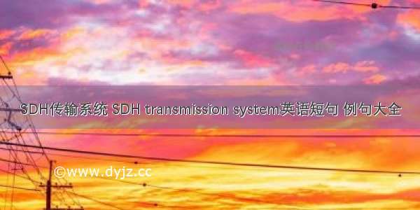 SDH传输系统 SDH transmission system英语短句 例句大全