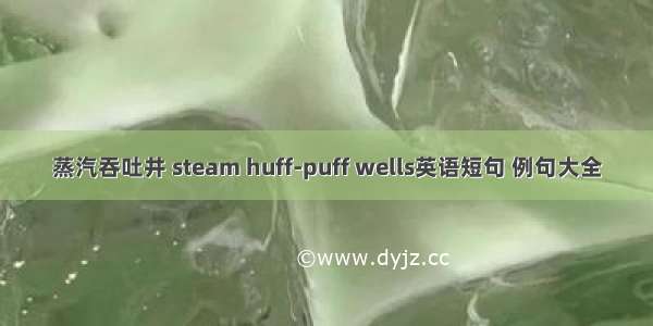 蒸汽吞吐井 steam huff-puff wells英语短句 例句大全