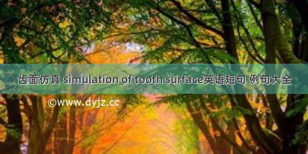 齿面仿真 simulation of tooth surface英语短句 例句大全