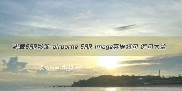 机载SAR影像 airborne SAR image英语短句 例句大全