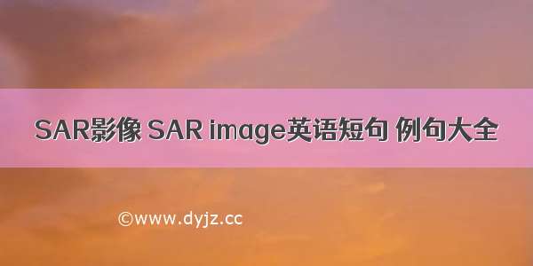 SAR影像 SAR image英语短句 例句大全