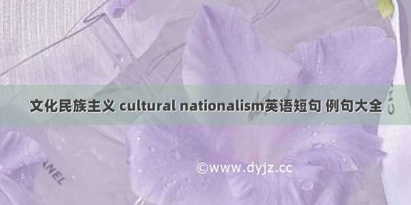 文化民族主义 cultural nationalism英语短句 例句大全