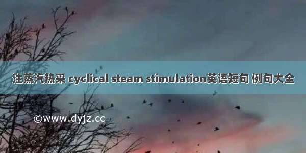 注蒸汽热采 cyclical steam stimulation英语短句 例句大全