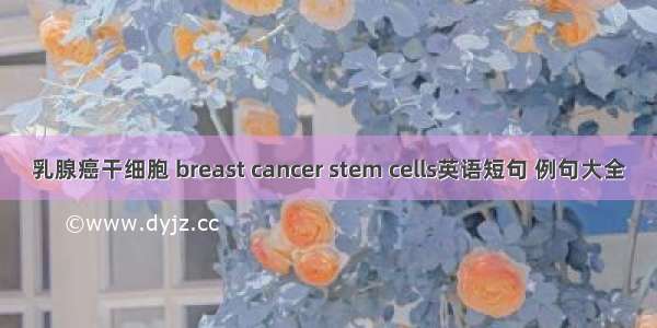 乳腺癌干细胞 breast cancer stem cells英语短句 例句大全