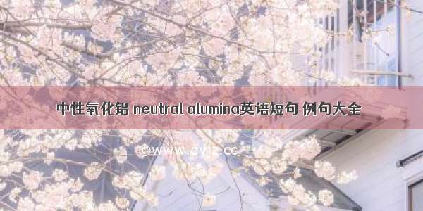 中性氧化铝 neutral alumina英语短句 例句大全
