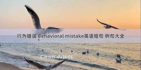 行为错误 Behavioral mistake英语短句 例句大全