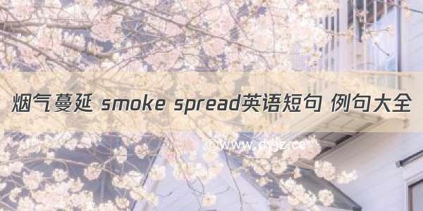 烟气蔓延 smoke spread英语短句 例句大全