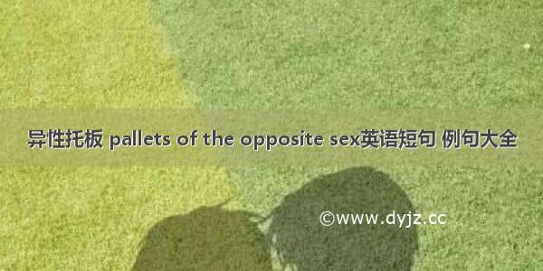 异性托板 pallets of the opposite sex英语短句 例句大全