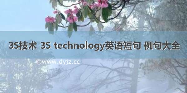 3S技术 3S technology英语短句 例句大全