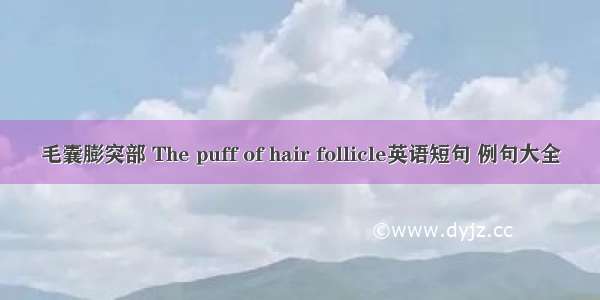 毛囊膨突部 The puff of hair follicle英语短句 例句大全