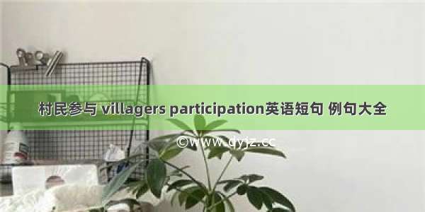 村民参与 villagers participation英语短句 例句大全