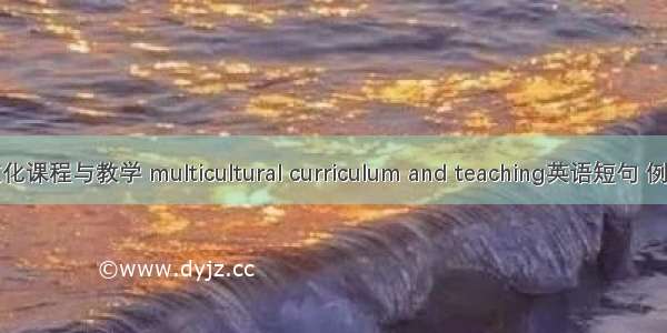 多元文化课程与教学 multicultural curriculum and teaching英语短句 例句大全