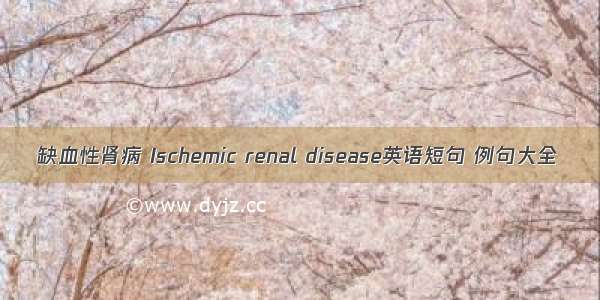 缺血性肾病 Ischemic renal disease英语短句 例句大全