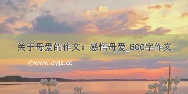 关于母爱的作文：感悟母爱_800字作文