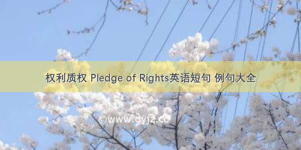 权利质权 Pledge of Rights英语短句 例句大全