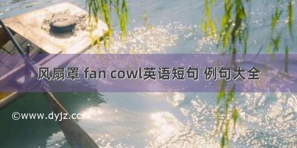 风扇罩 fan cowl英语短句 例句大全