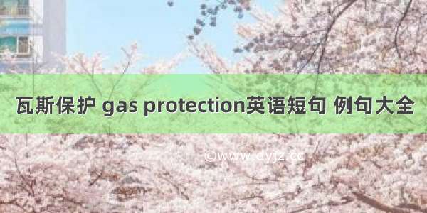 瓦斯保护 gas protection英语短句 例句大全