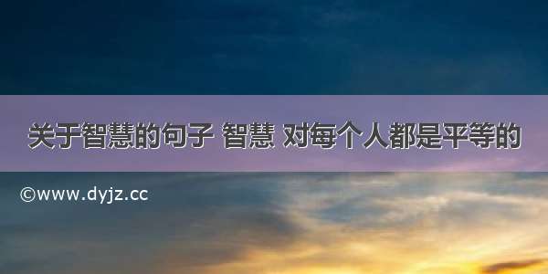 关于智慧的句子 智慧 对每个人都是平等的