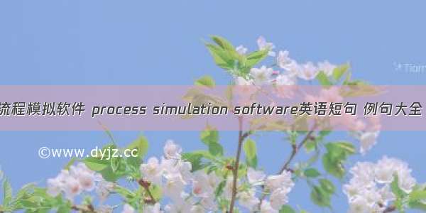 流程模拟软件 process simulation software英语短句 例句大全