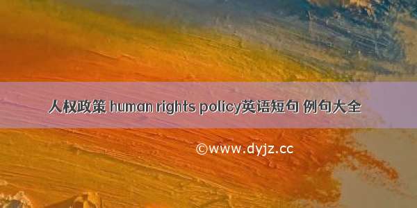 人权政策 human rights policy英语短句 例句大全