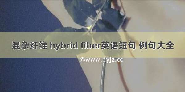 混杂纤维 hybrid fiber英语短句 例句大全