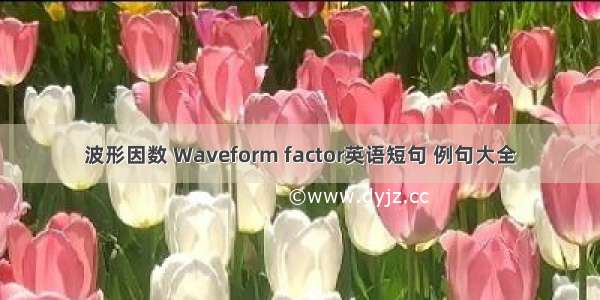 波形因数 Waveform factor英语短句 例句大全