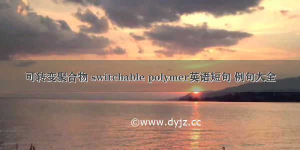 可转变聚合物 switchable polymer英语短句 例句大全