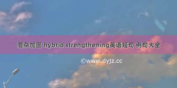 混杂加固 hybrid strengthening英语短句 例句大全