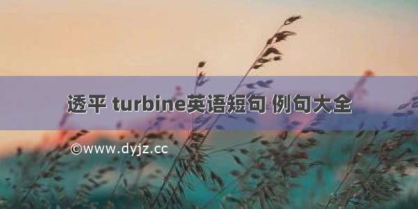 透平 turbine英语短句 例句大全