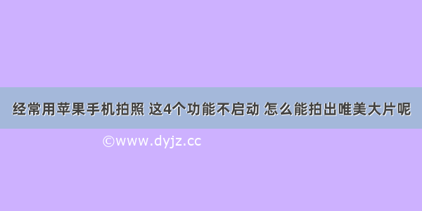 经常用苹果手机拍照 这4个功能不启动 怎么能拍出唯美大片呢