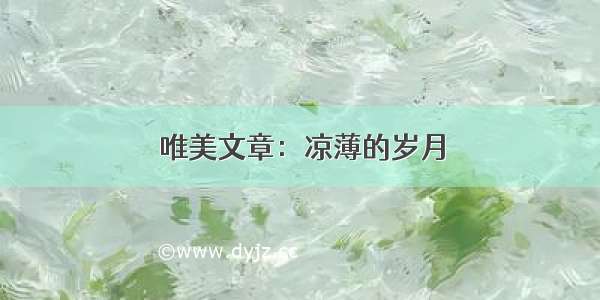 唯美文章：凉薄的岁月